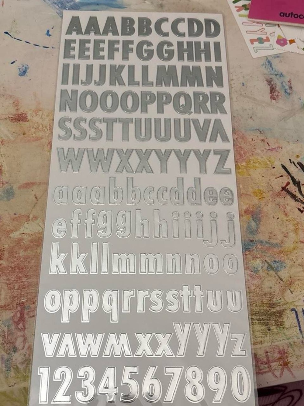 2 Silver Alphabet & Number Sticker Sheets